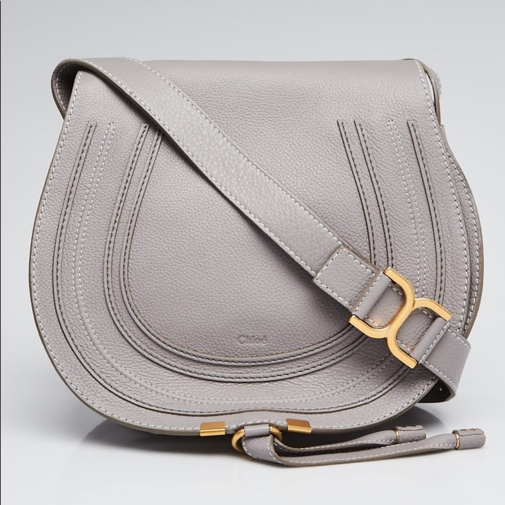 Chloe Marcie Medium Saddle Bag - Cashmere Gray